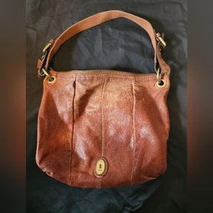 Leather Fossil hobo shoulder handbag